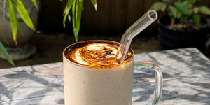 Banana Walnut Smoothie with chaga topping