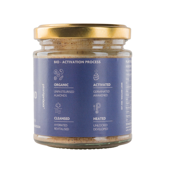 Organic Activated Almond Butter 170g jar bio-activated process section by Plant Prana
